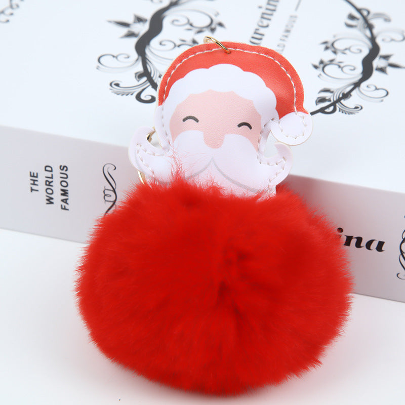 Christmas Plush Ball Santa Claus Plush Keychain