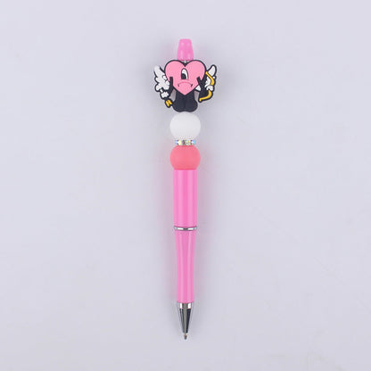 Pink Girls Silicone Beads Beaded Ballpoint Pen