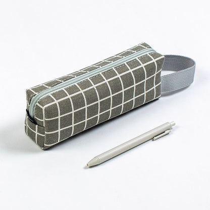 Simple Canvas Black and White Plaid Canvas Pen Bags