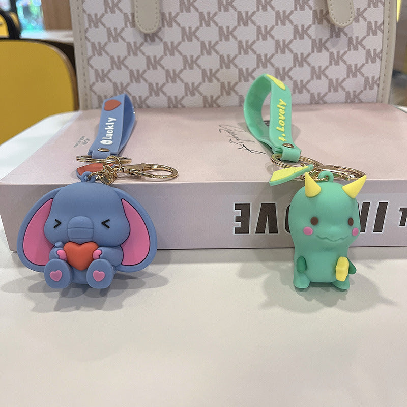 Cartoon Dinosaur Elephant Silicone Keychain Cute Keychain