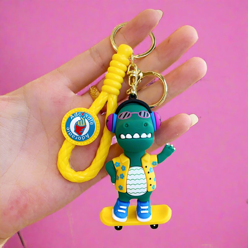 Cartoon DJ Little Dinosaur Doll PVC Keychain Cute Keychain