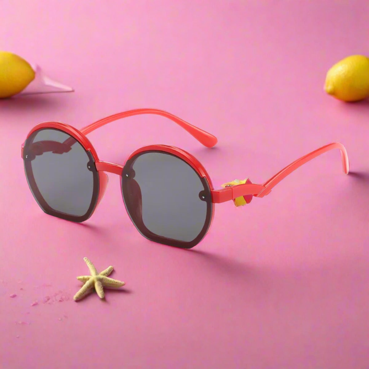 Curved Temple Round Frame Kids Sunglasses