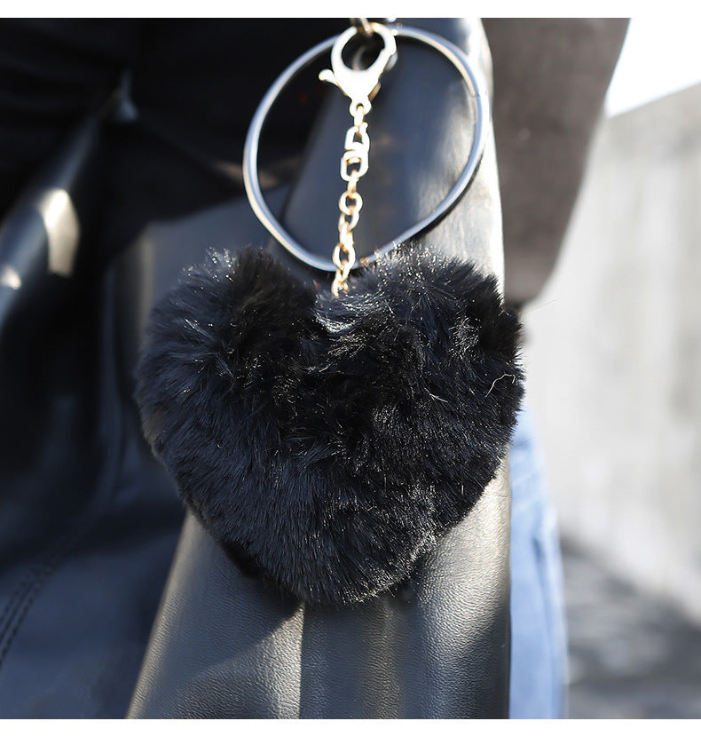 wholesale Alloy Love Pom Tassel Keychain