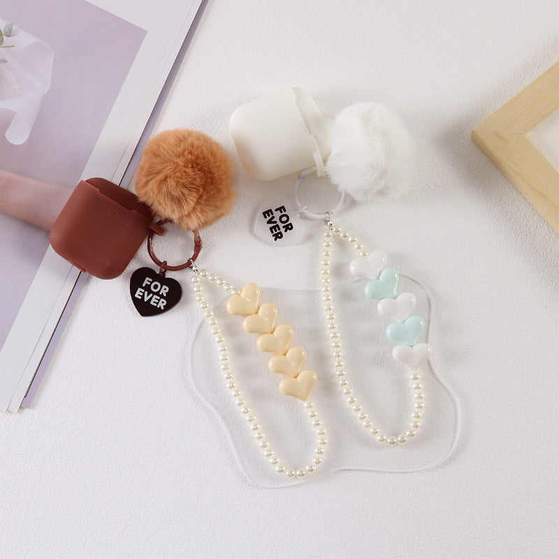 Colorful Love Fur Ball Beaded Keychain