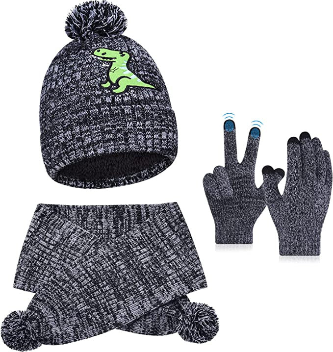 Wholesale Children's Jacquard Winter Hat Knitted Woolen Scarf Gloves Set