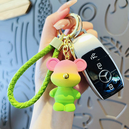 Cartoon Gradient Color Bear PVC Soft Glue Creative Keychain
