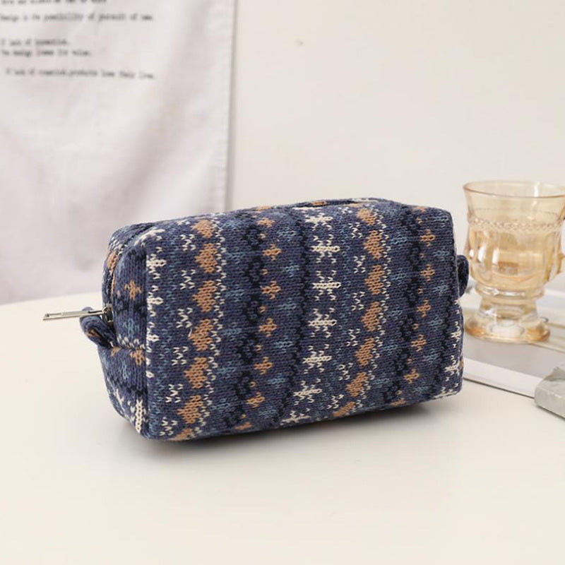 New Year Christmas Red Knitted Wool Pencil Bag