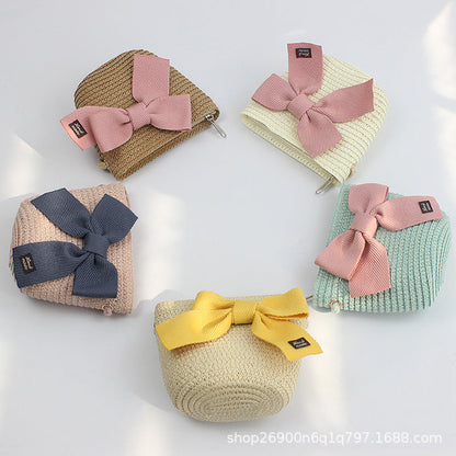 Bowknot Sweet and Lovely Paper Grass Kids Hat