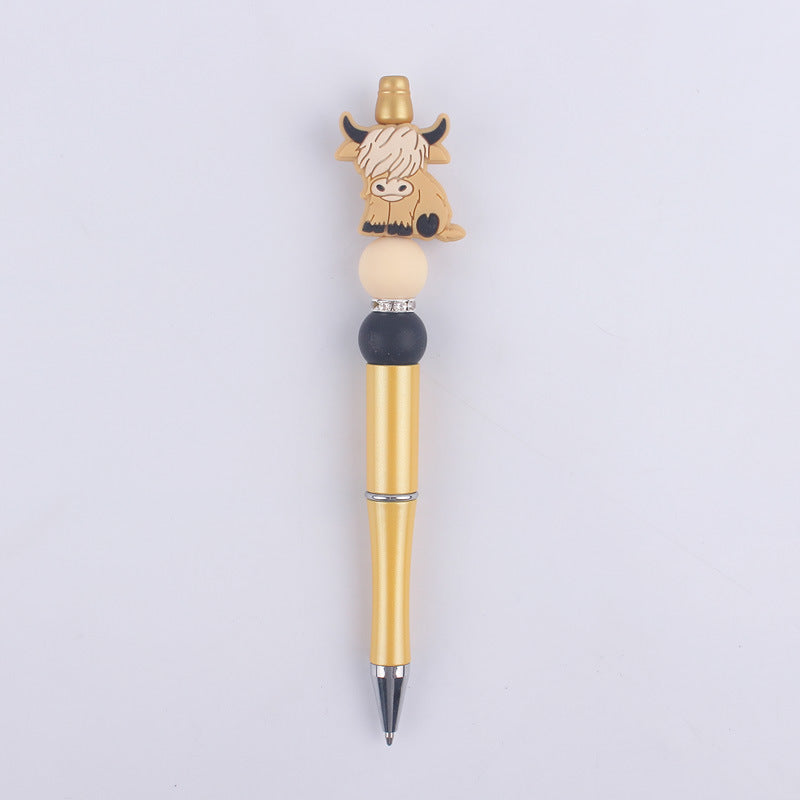 Handmade Beaded Pen Cartoon Animal Cow Silicone Beaded