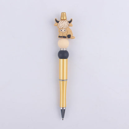 Handmade Beaded Pen Cartoon Animal Cow Silicone Beaded