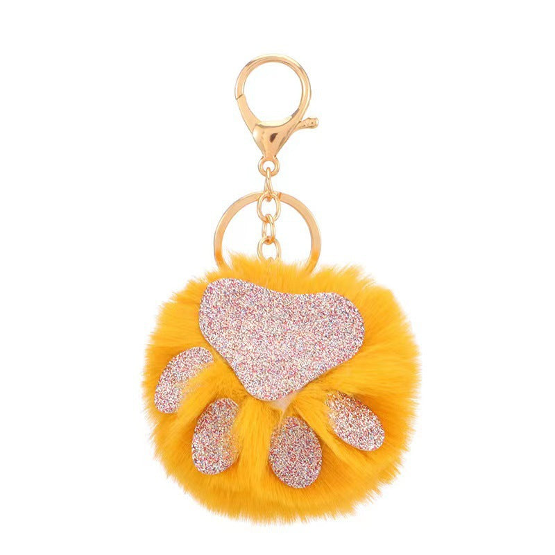 Fur Ball Cat Claw Plush Keychain