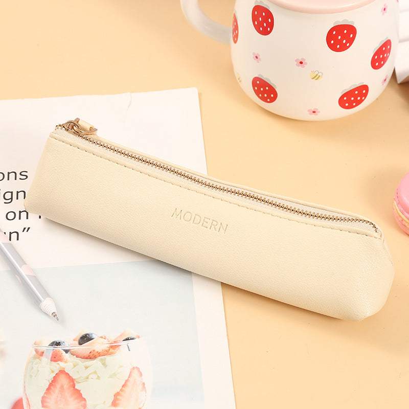 Pu Solid Color Pencil Case