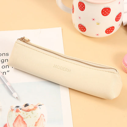 Pu Solid Color Pencil Case