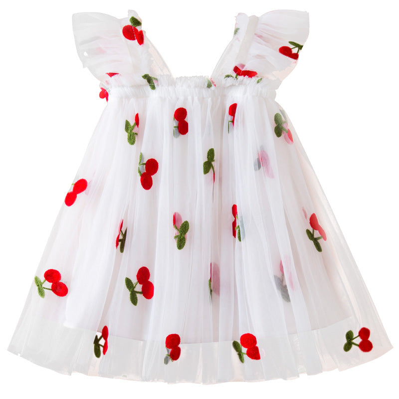 Polyester Children's Embroidered Mesh Dresses