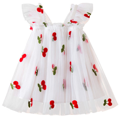 Polyester Children's Embroidered Mesh Dresses
