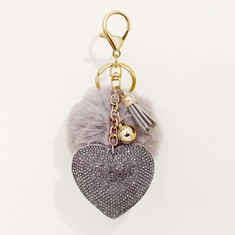 of 50pcs Velvet Inlaid Diamond Heart Tassel Zinc