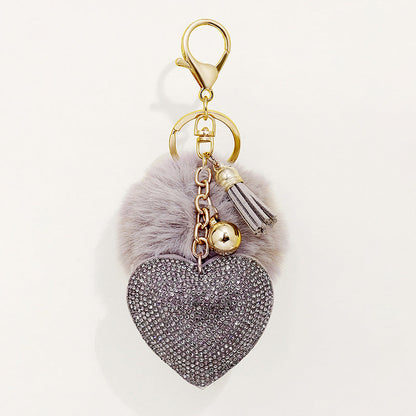 of 50pcs Velvet Inlaid Diamond Heart Tassel Zinc
