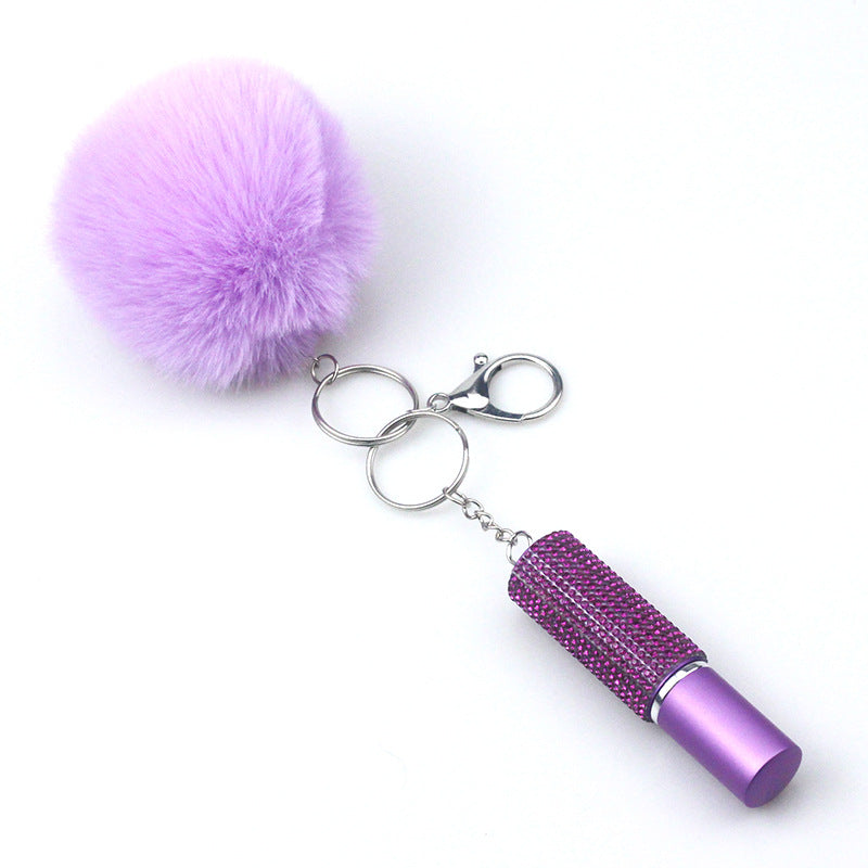 Alloy Hair Ball Perfume Spray Bottle KeyChain