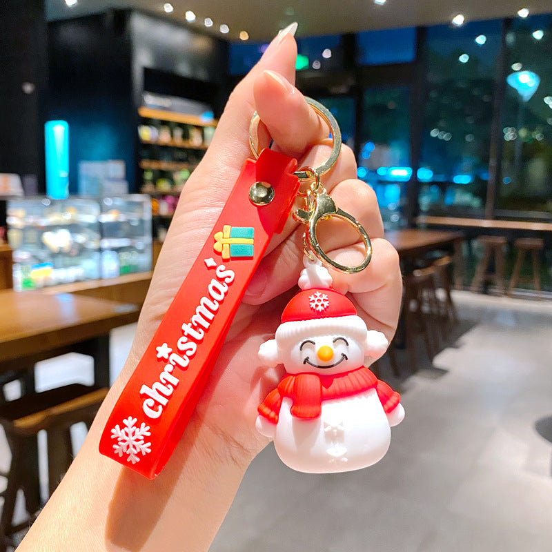 Cartoon Cute Santa Claus Christmas Tree PVC Soft Keychain