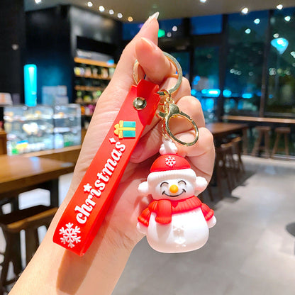 Cartoon Cute Santa Claus Christmas Tree PVC Soft Keychain