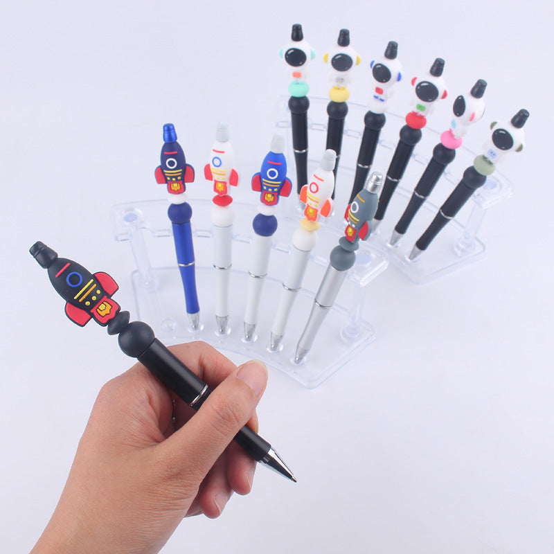 Handmade Bead Pen Cartoon Rocket Astronaut Silicone Ballpoint