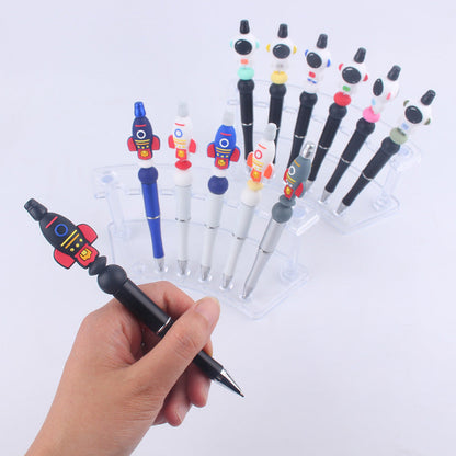 Handmade Bead Pen Cartoon Rocket Astronaut Silicone Ballpoint