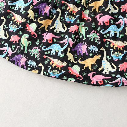 Girls Colorful Dinosaur Cotton Princess Dress Baby Clothes