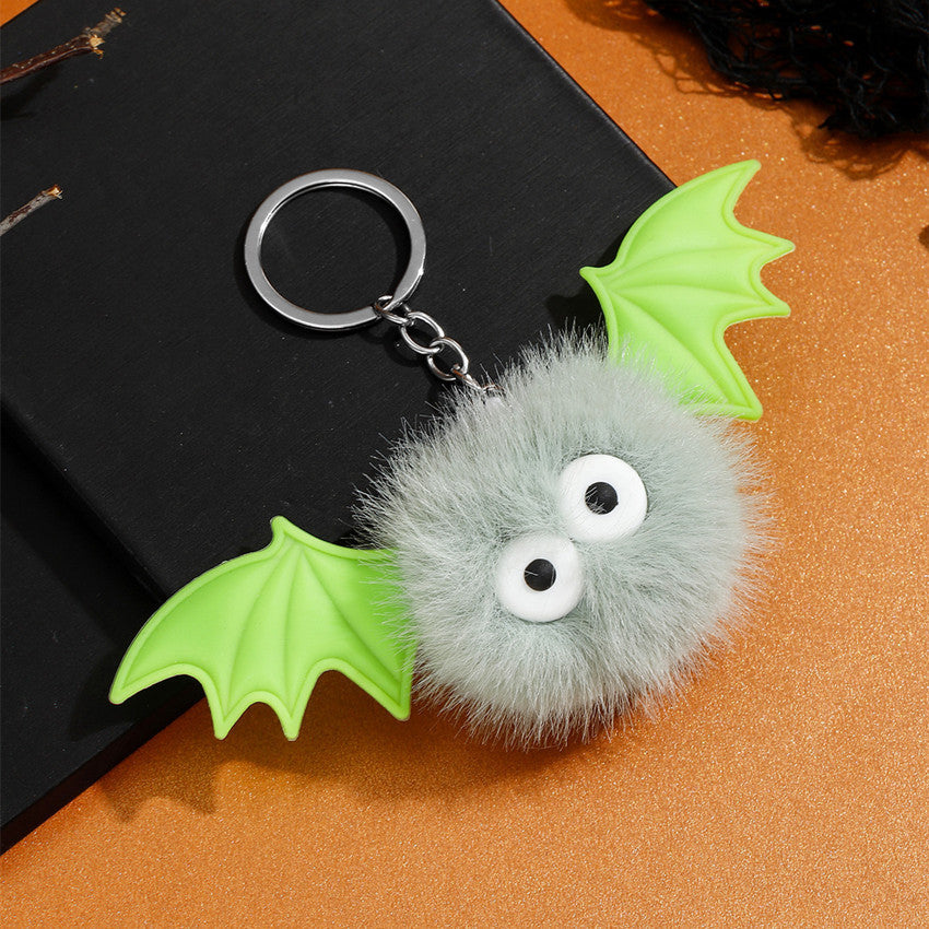 Halloween Bat Plush Pom Keychain
