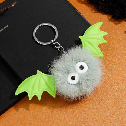 Halloween Bat Plush Pom Keychain