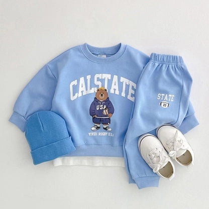 Cotton Children's Baby Bear Pullover Sweatpants Two-piece Set