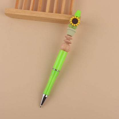 Handmade Beadable Cartoon Sunflower Silicone Wooden Bead