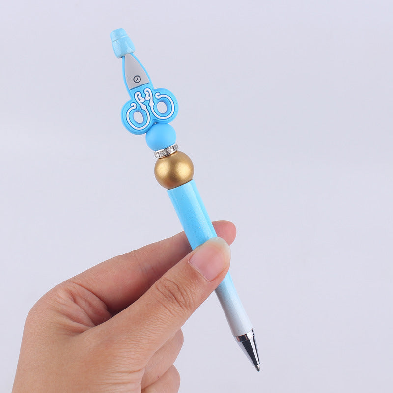 Cartoon Silicone Scissors, Handmade Plastic Bead Pens