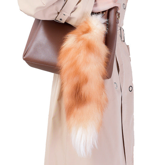 of Oversized Fox Hair Pendant Keychains