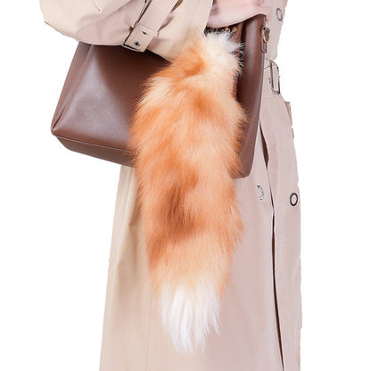 of Oversized Fox Hair Pendant Keychains