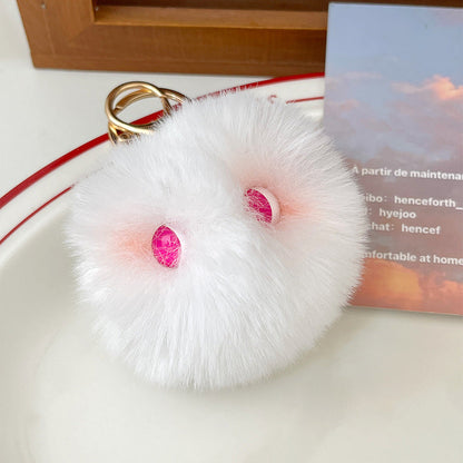 Cute Plush Powder Blusher Cat Alloy Keychains