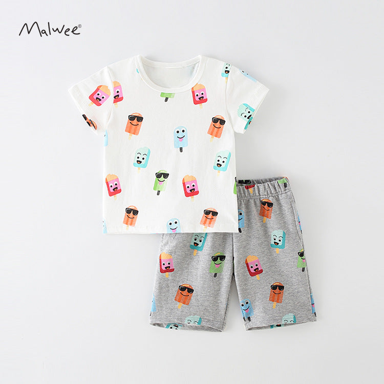 Children's short sleeved shorts two piece set