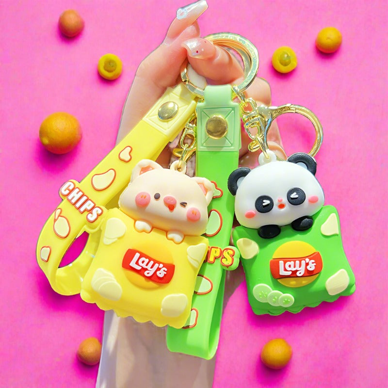Cartoon Pig Panda PVC Soft Glue Keychain