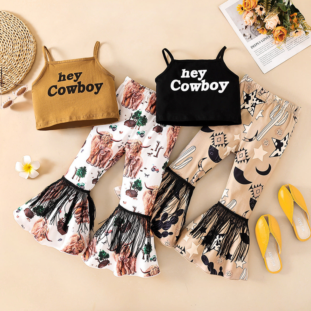 Polyester Clothes Letter Pants Fashionable Two Piece Set