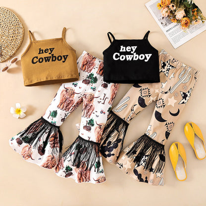 Polyester Clothes Letter Pants Fashionable Two Piece Set