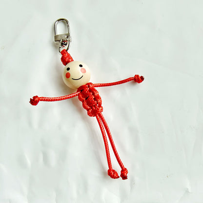 Stickman Keychain Beads Smiley Face School Bag Pendant