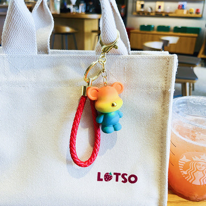 Cartoon Gradient Color Bear PVC Soft Glue Creative Keychain
