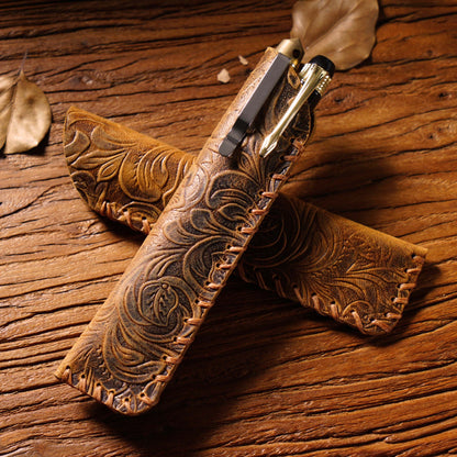 Retro Pure Handmade Head Layer Cowhide Creative Pen Bag