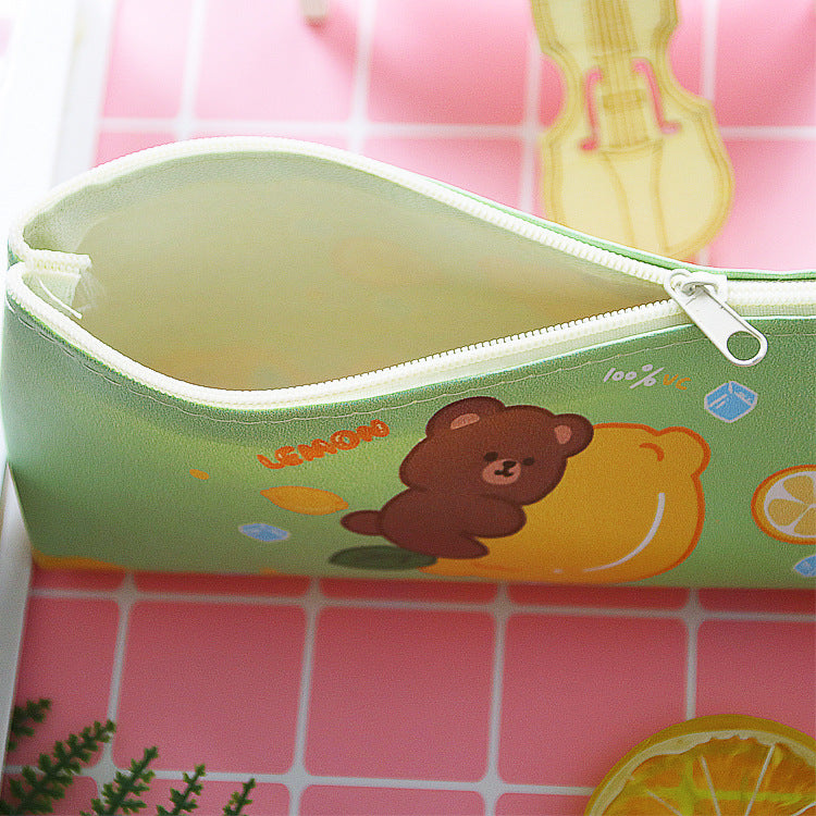 Creative PU Leather Cartoon Bear Rabbit Pencil Case