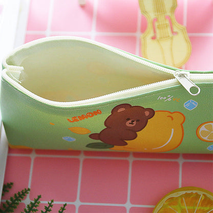 Creative PU Leather Cartoon Bear Rabbit Pencil Case