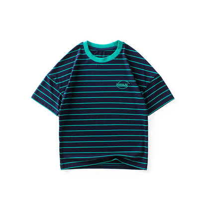 Striped embroidered top children's Short Sleeve
