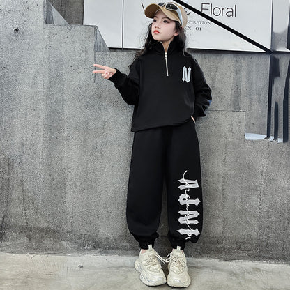 Wholesale Cotton Children's Loose Fitting Hoodie Two-piece Set
