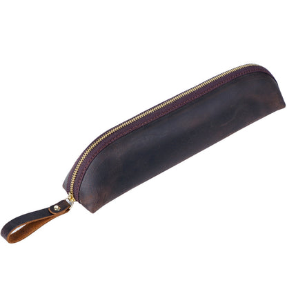 Extend The Head Layer Cowhide Simple Pen Bag