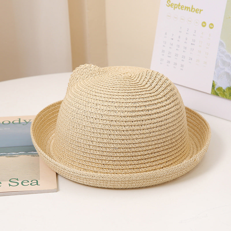 Cute Cartoon Children's Hats Colored Hats Cat Ears Straw Hats