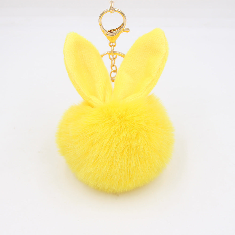 Rabbit Ears Fur Ball Keychain Plush