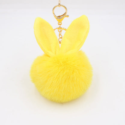 Rabbit Ears Fur Ball Keychain Plush